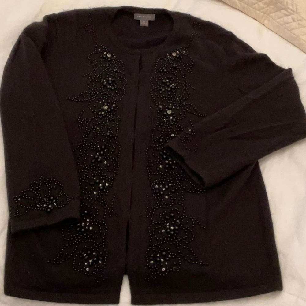 Ann Taylor beaded cardigan sweater. Super warm and soft. Stretchy. XS. EUC